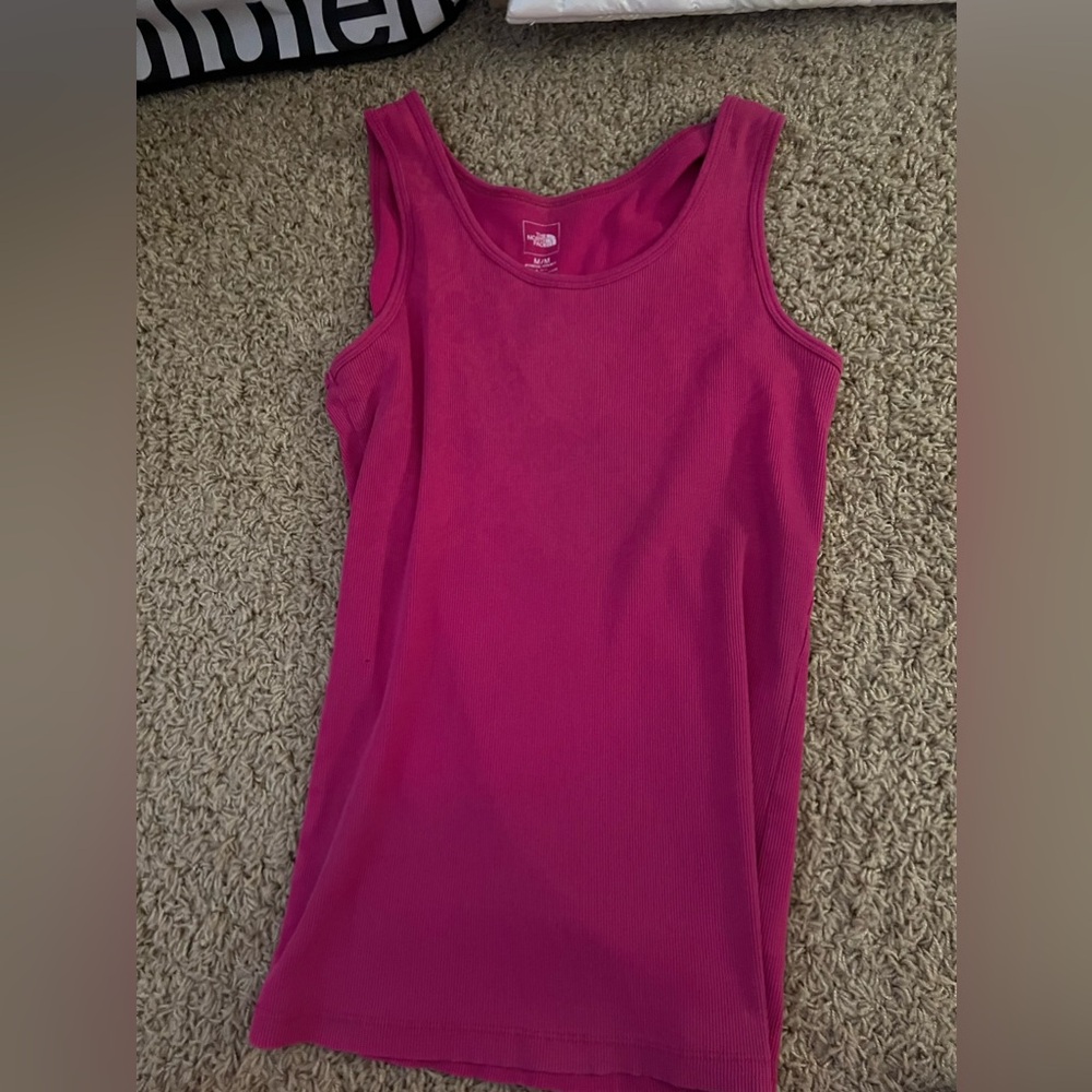 hot pink north face workout tank top